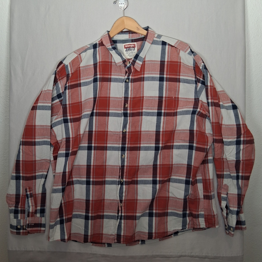 Men's Wrangler Long Sleeve Button Down Collared Shirt : Size 3XL : Check Pattern